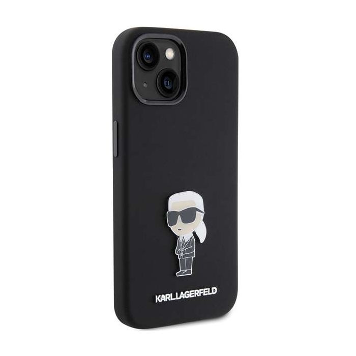 Karl Lagerfeld for iPhone 14 Plus / 15 Plus 6.7" - Black/black Silicone Ikonik Metal Pin